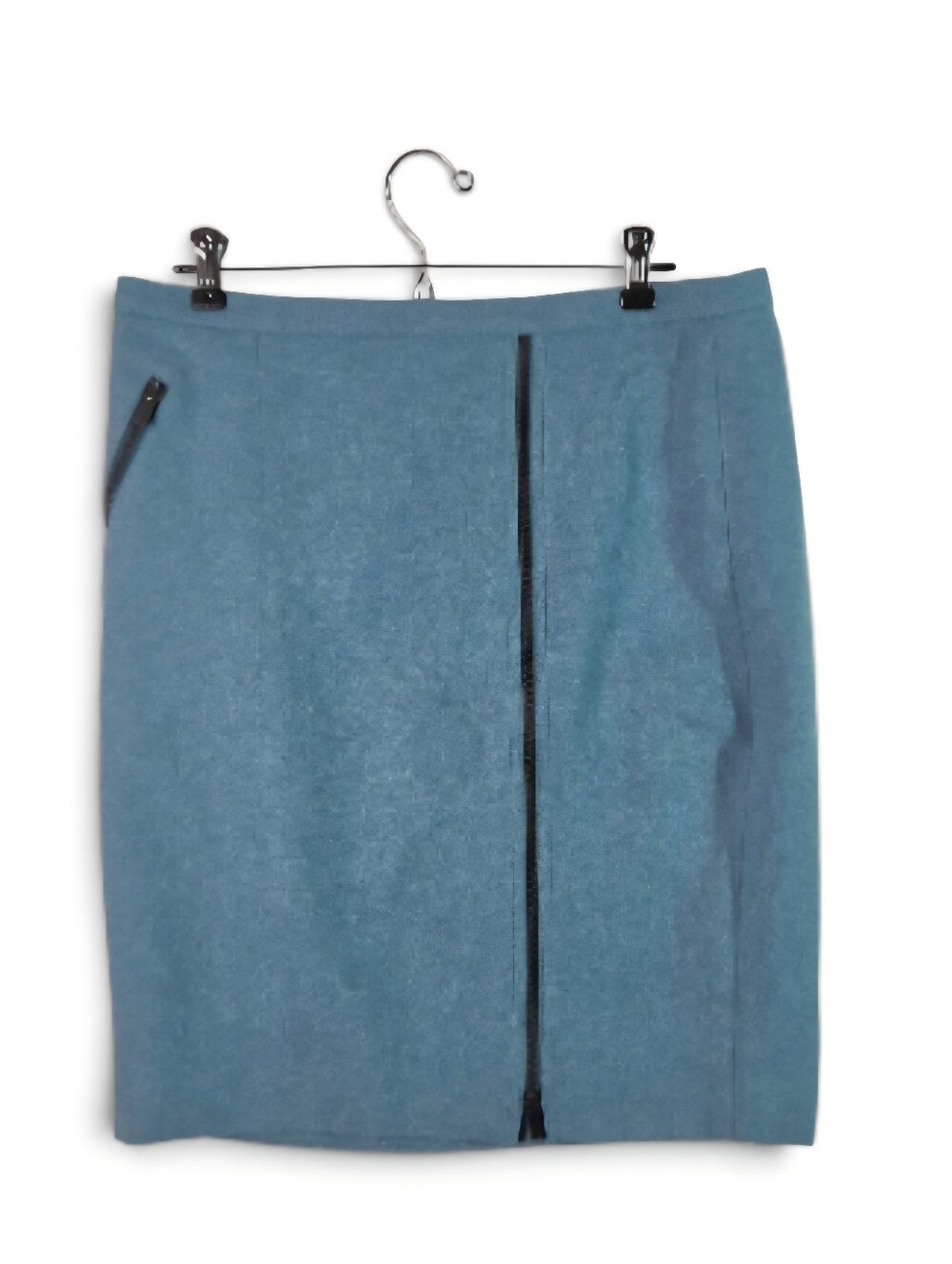 J.Crew "The Pencil Skirt" Asymmetrical Full-Zip Wool Blend – Teal/Emerald Green
